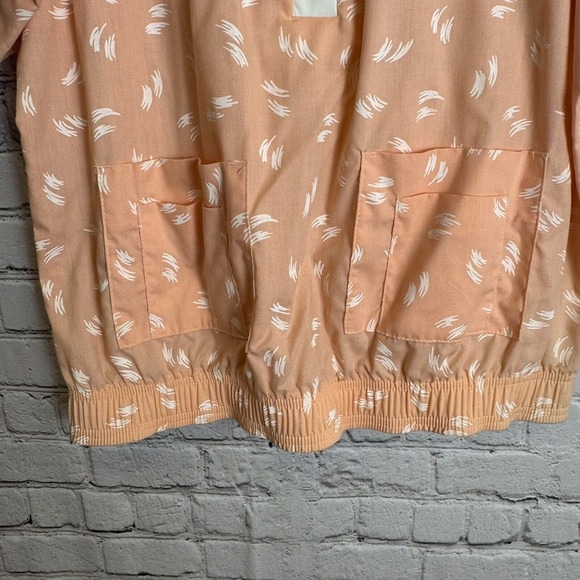 VTG 80s GALS of California 3/4 Button Up Bowling Shirt Peach‎ Womens Size M/L - Picture 4 of 9